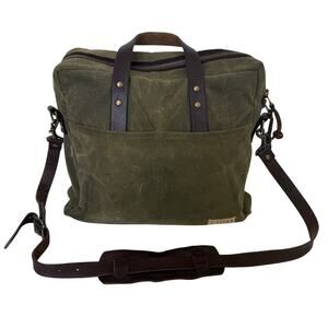 J Stark Prospect Briefcase Bag Olive Green Canvas Laptop Utility Satchel Work